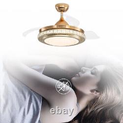 42 Crystal LED Ceiling Fan Light Tricolor Remote Control Timer 6 Speeds Bedroom