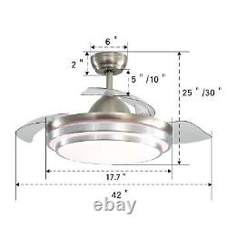 42 Dimmable Light Chandelier 4 Invisible Blades Ceiling Fan with Remote Control