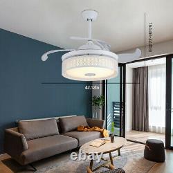 42 Modern Ceiling Fan Light Bluetooth Dimmable Chandelier Lamp + Remote Control