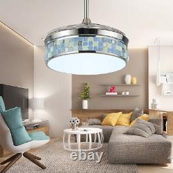 42'' Modern Reversal Ceiling Fan Light LED Retractable Blade Lamp 3 Speed Remote