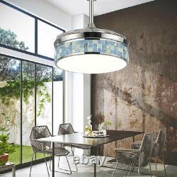 42'' Modern Reversal Ceiling Fan Light LED Retractable Blade Lamp 3 Speed Remote