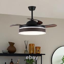 42inch Retractable Ceiling Fan Light Acrylic Chandelier Lamp Fixture With Remote
