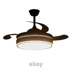 42inch Retractable Ceiling Fan Light Acrylic Chandelier Lamp Fixture With Remote