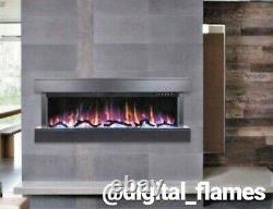 50 55 Inch Led Flames New Mantel Wall Mounted Electric Fire 3 Sided Glass 2021