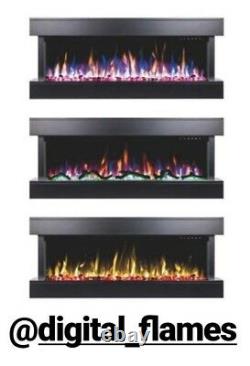 50 55 Inch Led Flames New Mantel Wall Mounted Electric Fire 3 Sided Glass 2021