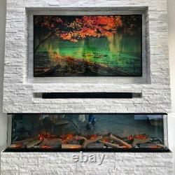 50 60 72 82 Inch Hd+ Panoramic No Border Electric Fire 3 Sided Full Glass 2023