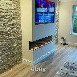 50 60 72 82 Inch Hd+ Panoramic No Border Electric Fire 3 Sided Full Glass New