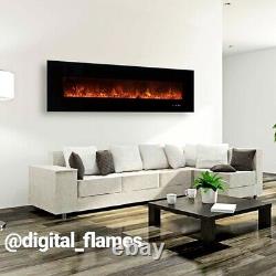 50 60 72 Inch Led Digital Flames Black Inset Wall Mounted Electric Fire 2021