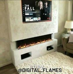 50 60 72 Inch Stunning Panoramic Insert Electric Fire 3 Sided Full Glass Tank