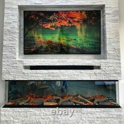 50 60 72 Inch Stunning Panoramic Insert Electric Fire 3 Sided Full Glass Tank