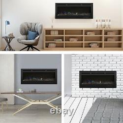 50 Electric LED Fireplace Wall Inset Fire Wall Mounted Heater 12 Flame withRemote