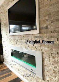 50 Inch Led Digital Flames Black White Insert Wall Mounted Electric Fire 2021
