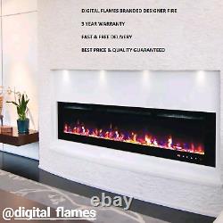 50 Inch Led'digital Flames' Black Insert Wall Mounted Electric Fire 2021