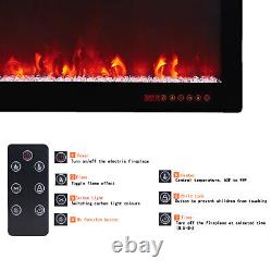 50 Wall Mounted Electric Fireplace Heater Realistic LED Flame Remote Control