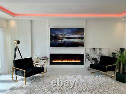 50 or 60 Inch White Black Wall Mounted Flushed Electric Fire Stunning Feature