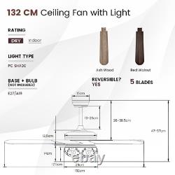 52 Ceiling Fan with Crystal Lights and Remote Control