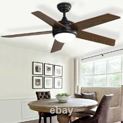 52'' Dimmable Wooden Blades Ceiling Fan Light 3 Speed Timer LED Lamp with Remote