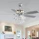 52'' Led Ceiling Fan Light 3 Speed Crystal Chandelier 5 Blades With Remote Control