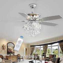 52 LED Ceiling Fan Light Crystal Chandelier with Remote Control Living Room