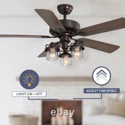 52 LED Ceiling Fan Light Lamp Chandelier 5 Blade Chandelier with Remote Control
