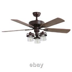 52 LED Ceiling Fan Light Lamp Chandelier 5 Blade Chandelier with Remote Control