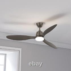 52 Metal Effect 3 Blades Ceiling Fan Light Remote Control 3-Colour-LED 6 Speed