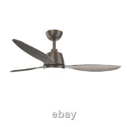 52 Metal Effect 3 Blades Ceiling Fan Light Remote Control 3-Colour-LED 6 Speed