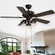 52 Retro Ceiling Fan Light Adjustable Wind Speed With Drawstring Remote Control