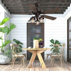 52 Retro Ceiling Fan Light Adjustable Wind Speed with Drawstring Remote Control