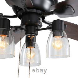 52 Retro Ceiling Fan Light Adjustable Wind Speed with Drawstring Remote Control