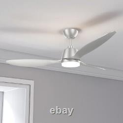 52 Silver Metallic Effect Blades Ceiling Fan Light with Remote Control 6 Speed