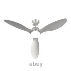 52 Silver Metallic Effect Blades Ceiling Fan Light with Remote Control 6 Speed