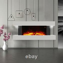 52'' Wall Electric Fireplace Timer Fire Flame Heater MDF Mantel Surround &Remote