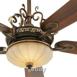52 in. LED Ceiling Fan Remote Elegant Old World Bowl Light Tuscan Fixture