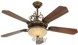 52 in. LED Ceiling Fan Remote Elegant Old World Bowl Light Tuscan Fixture