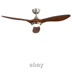 52LED Ceiling Fan Adjustable Color Wind Speed Wood Effect Blades Remote Control