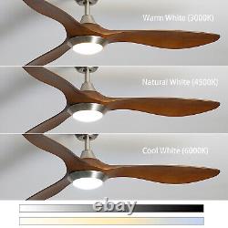 52LED Ceiling Fan Adjustable Color Wind Speed Wood Effect Blades Remote Control
