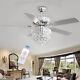 52inch 5 Blades Ceiling Fan Crystal Led Lights 3 Speed Timer With Remote Control