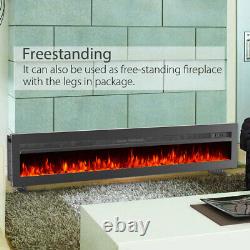 60-Inch Black Electric Fireplace LED Fire Wall Mounted/Insert/Standing 9 Colours