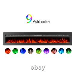 60-Inch Black Electric Fireplace LED Fire Wall Mounted/Insert/Standing 9 Colours