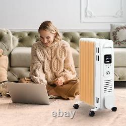 7 Fin Portable Heater 1630W Oil Filled Radiator with Timer Remote Control White