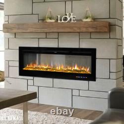 70 Insert Electric Wall Fire Fireplace with Log & Crystal Media 9 Color LED Flame