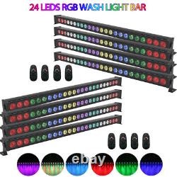 8PCS RGB 24 LED Light Bar Wall Wash DMX Stage Light KTV DJ Disco Party withRemote