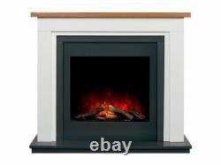 Adam Brentwood Fireplace Pure White & Charcoal Grey with Ontario Electric fire