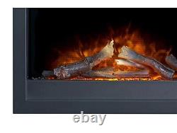 Adam Toronto Electric Wall Mounted Fire with Logs & Remote Control Black 1.8kW