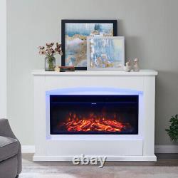 Adjust Backlight Electric Fireplace White Surround Remote control Free Standing