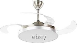 Beliani Ibar Modern Ceiling Fan Lamp Transparent 4 Blades Metal Remote Control
