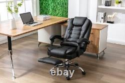 Black Leather Massage Swivel Chair Remote Controlled with and Without a Footrest