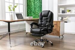 Black Leather Massage Swivel Chair Remote Controlled with and Without a Footrest