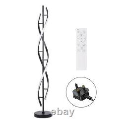 Black Spiral Dimmable Modern Floor Lamp 30W LED Remote Control Living Room Decor